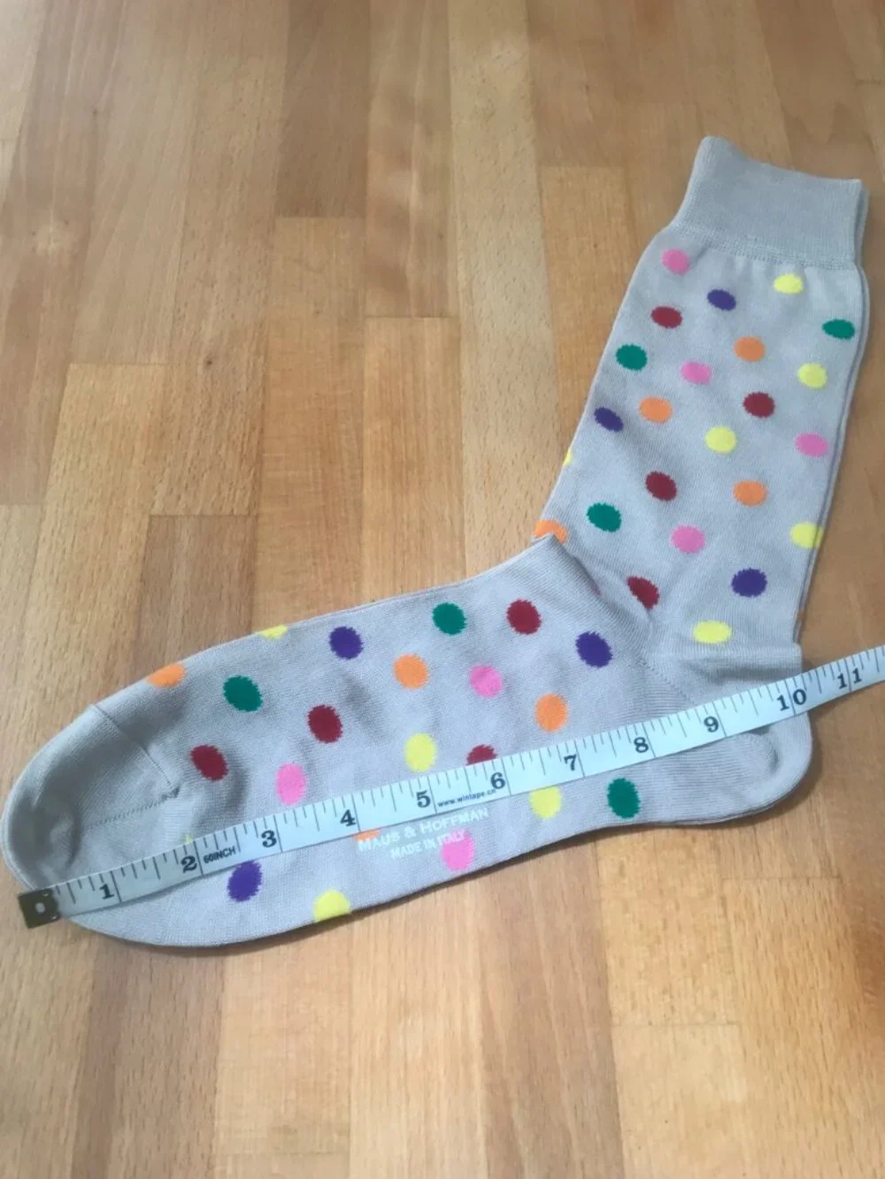 Maus & Hoffman Polka Dot Italian Dress Socks in Tan